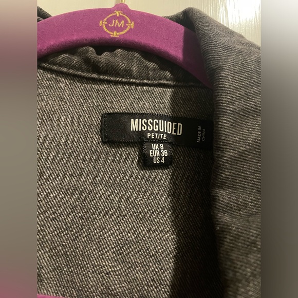 Miss Guided Washed Black Denim Jacket - Picture 2 of 4